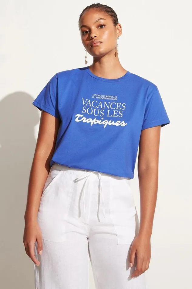 Women Faithfull The Brand Tops En Vacances Tee Pacific Blue Exclusive 8211 Final Sale