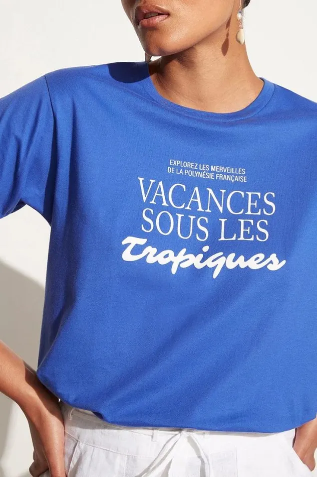 Women Faithfull The Brand Tops En Vacances Tee Pacific Blue Exclusive 8211 Final Sale