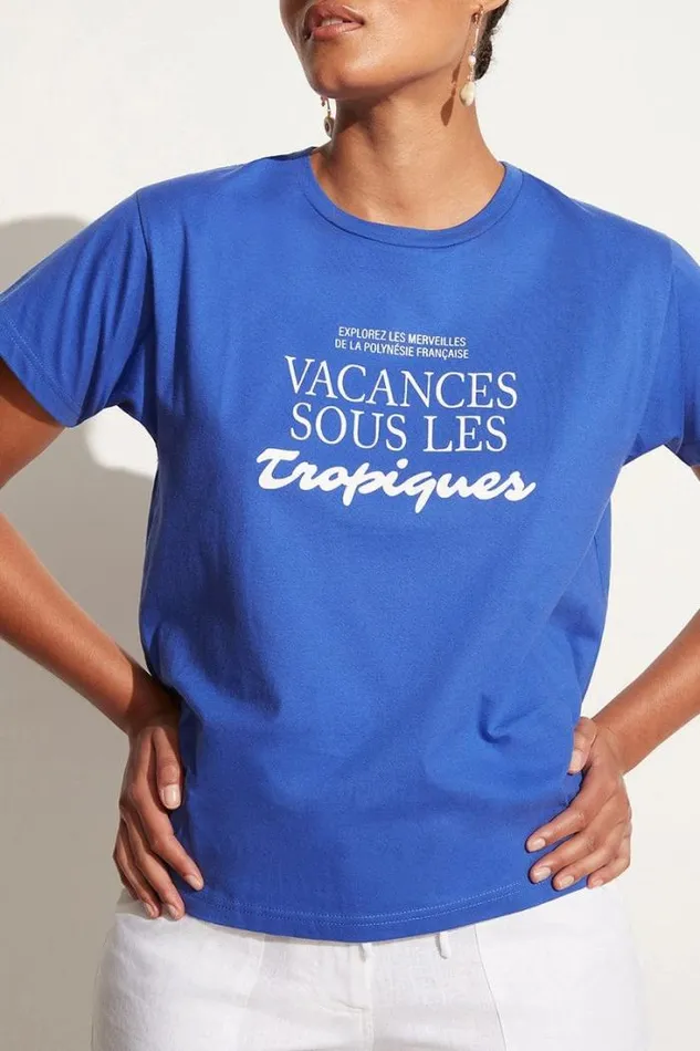 Women Faithfull The Brand Tops En Vacances Tee Pacific Blue Exclusive 8211 Final Sale