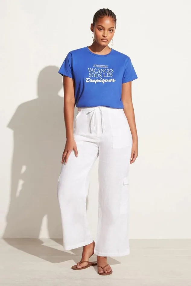 Women Faithfull The Brand Tops En Vacances Tee Pacific Blue Exclusive 8211 Final Sale