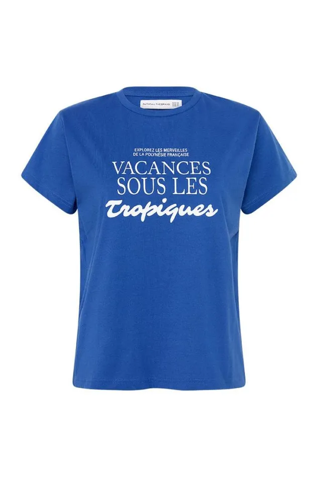 Women Faithfull The Brand Tops En Vacances Tee Pacific Blue Exclusive 8211 Final Sale