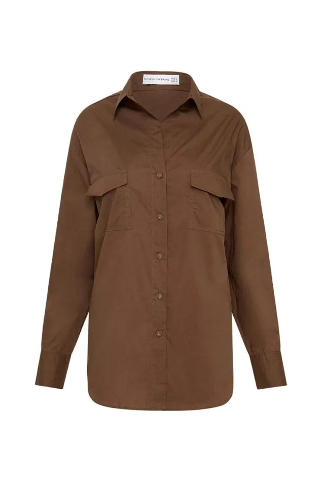 Women Faithfull The Brand Tops Tyde Shirt Cappuccino 8211 Final Sale