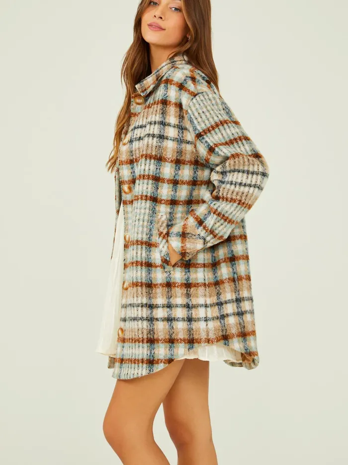 Women Faren Long Plaid Shacket Brownmulti Altar039d State Jackets