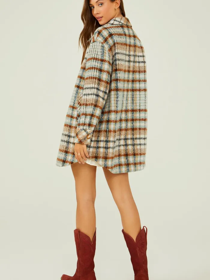 Women Faren Long Plaid Shacket Brownmulti Altar039d State Jackets