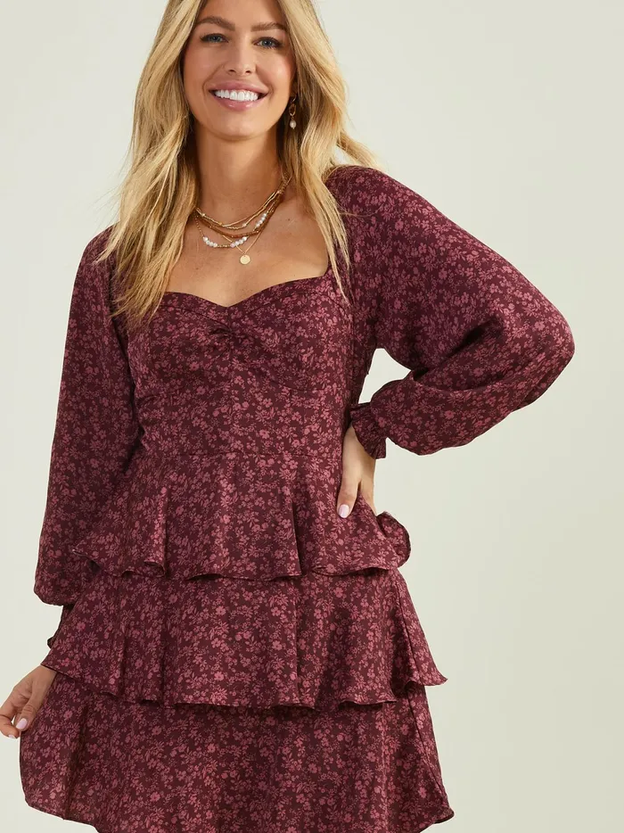 Women Fawn Floral Dress Burgundy Altar039d State Casual