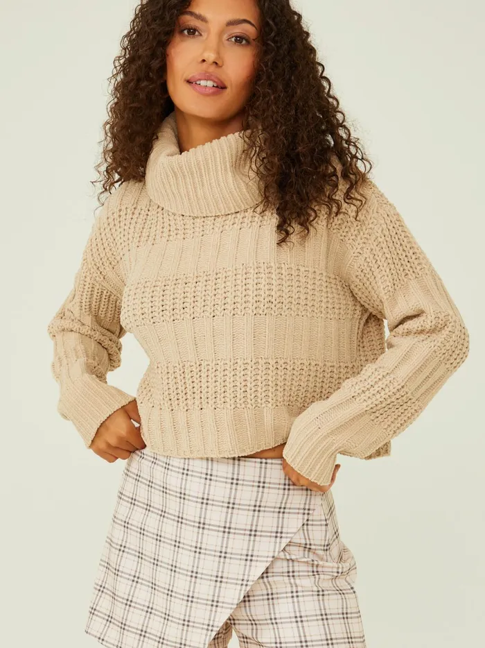 Women Faye Textured Turtleneck Sweater Taupe Altar039d State Sweaters