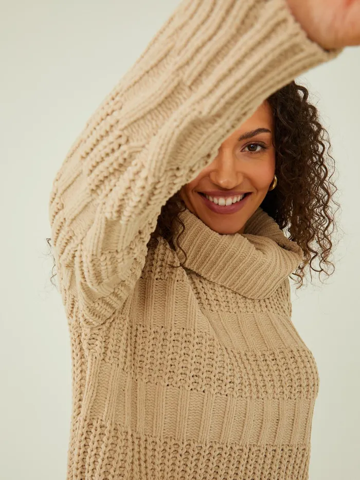 Women Faye Textured Turtleneck Sweater Taupe Altar039d State Sweaters