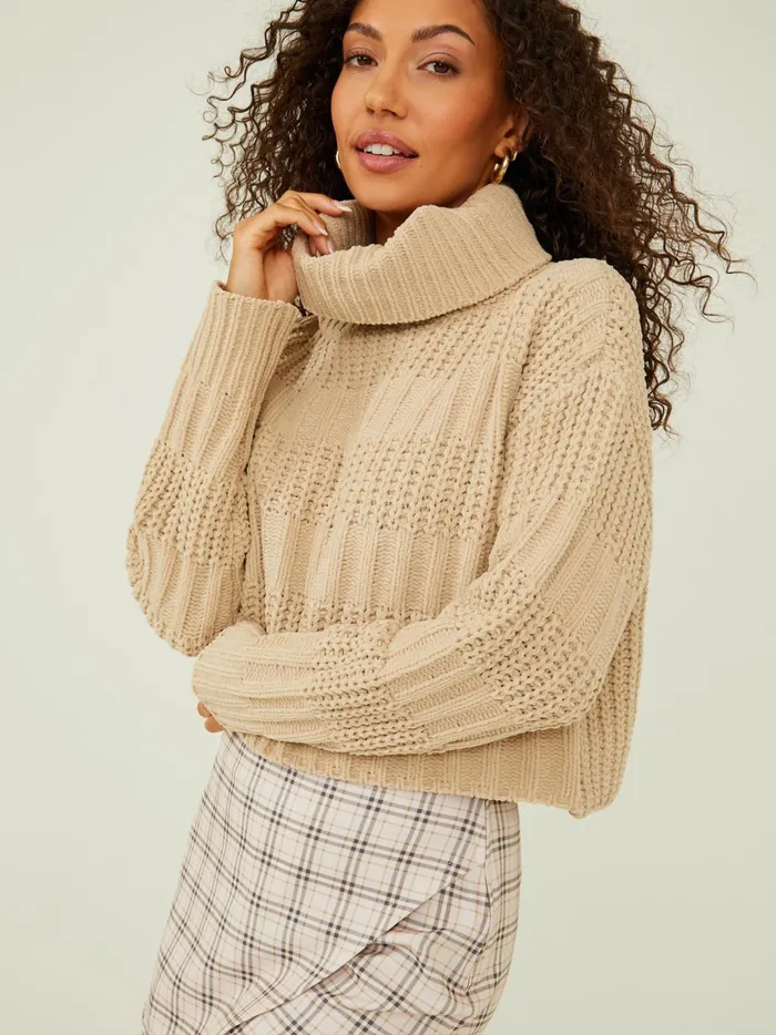 Women Faye Textured Turtleneck Sweater Taupe Altar039d State Sweaters