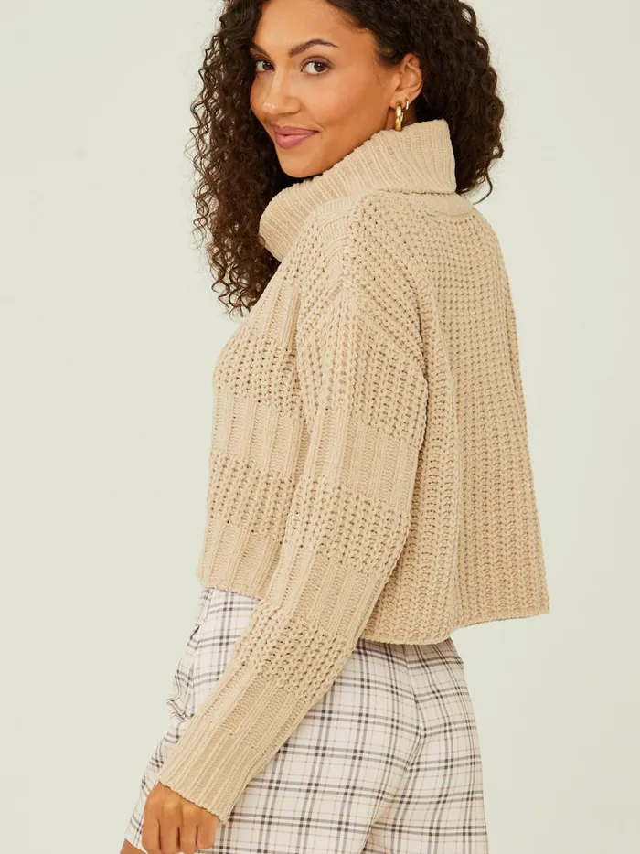 Women Faye Textured Turtleneck Sweater Taupe Altar039d State Sweaters