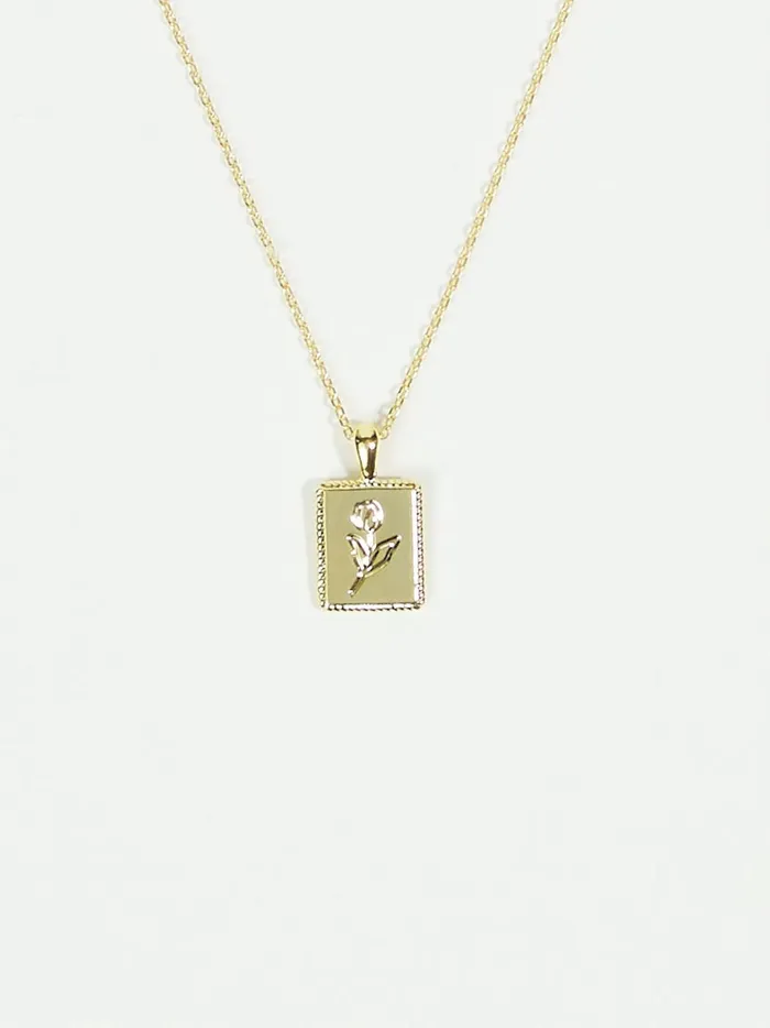 Women Flower Engraved Charm Necklace Gold Altar039d State Jewelry