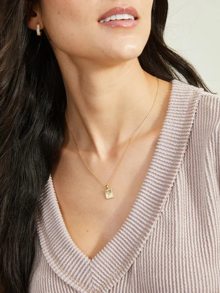 Women Flower Engraved Charm Necklace Gold Altar039d State Jewelry