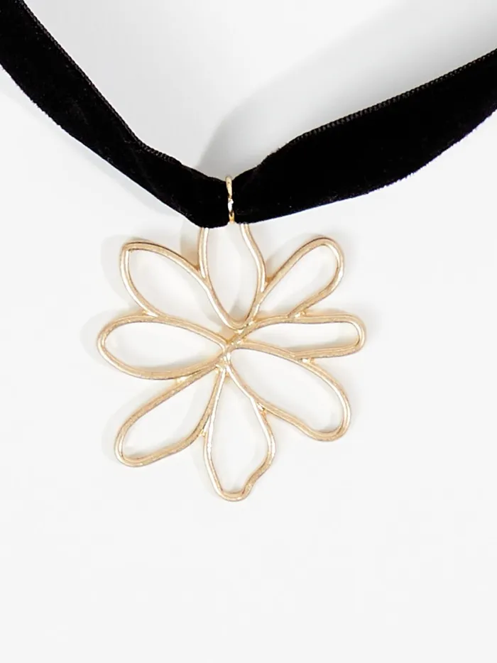 Women Flower Velvet Choker Necklace Goldblack Altar039d State Jewelry