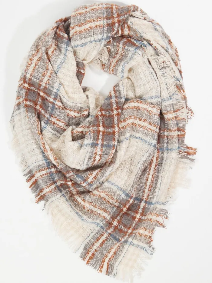 Women Frayed Plaid Scarf Blue Altar039d State Bandanas Scarves