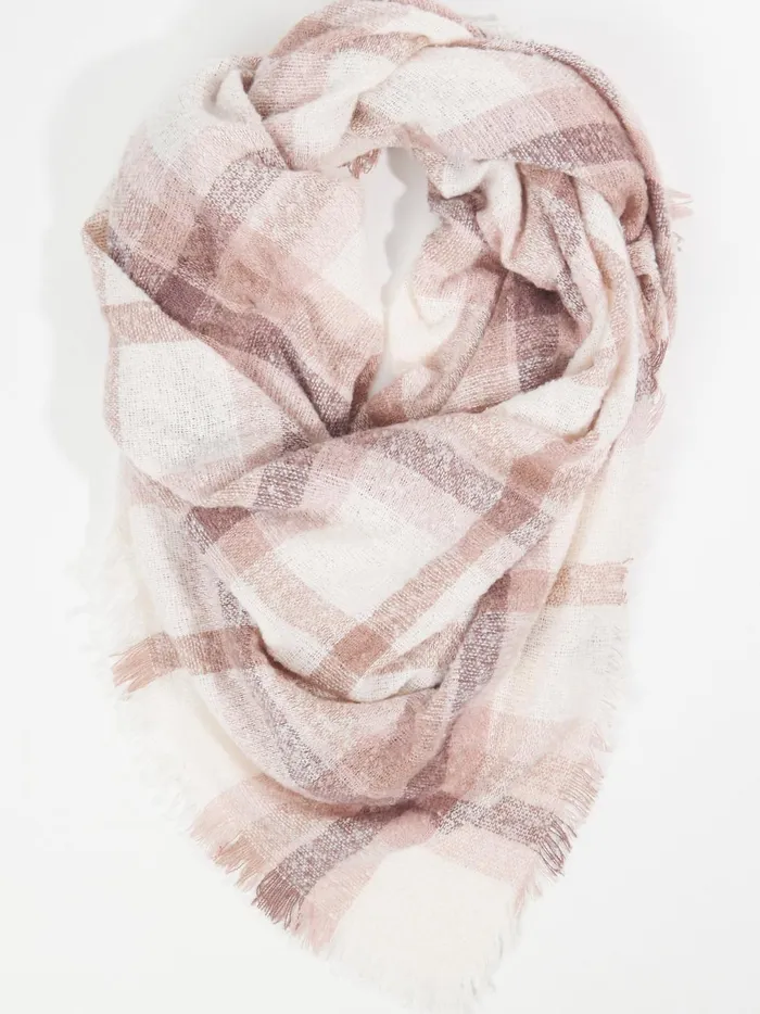 Women Frayed Plaid Scarf Blush Altar039d State Bandanas Scarves