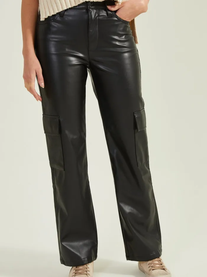 Women Georgiana Vegan Leather Cargo Pants Black Altar039d State Cargo Pants