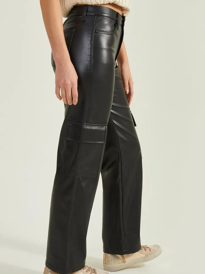 Women Georgiana Vegan Leather Cargo Pants Black Altar039d State Cargo Pants