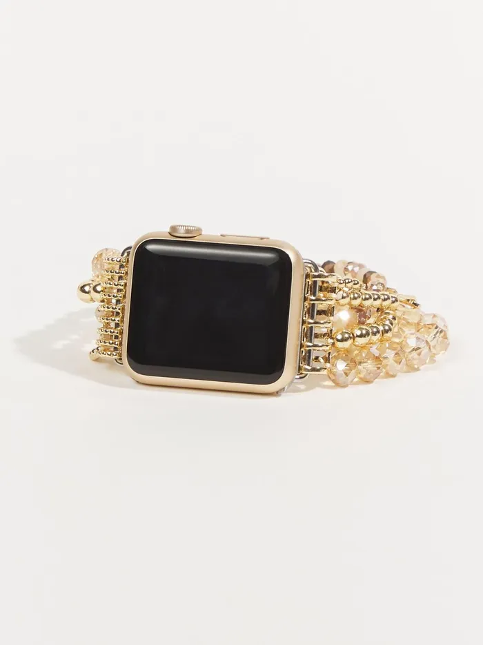 Women Glass Bead Stretch Smart Watch Band Gold Altar039d State Jewelry
