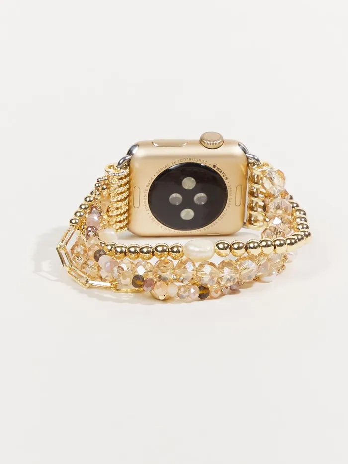 Women Glass Bead Stretch Smart Watch Band Gold Altar039d State Jewelry