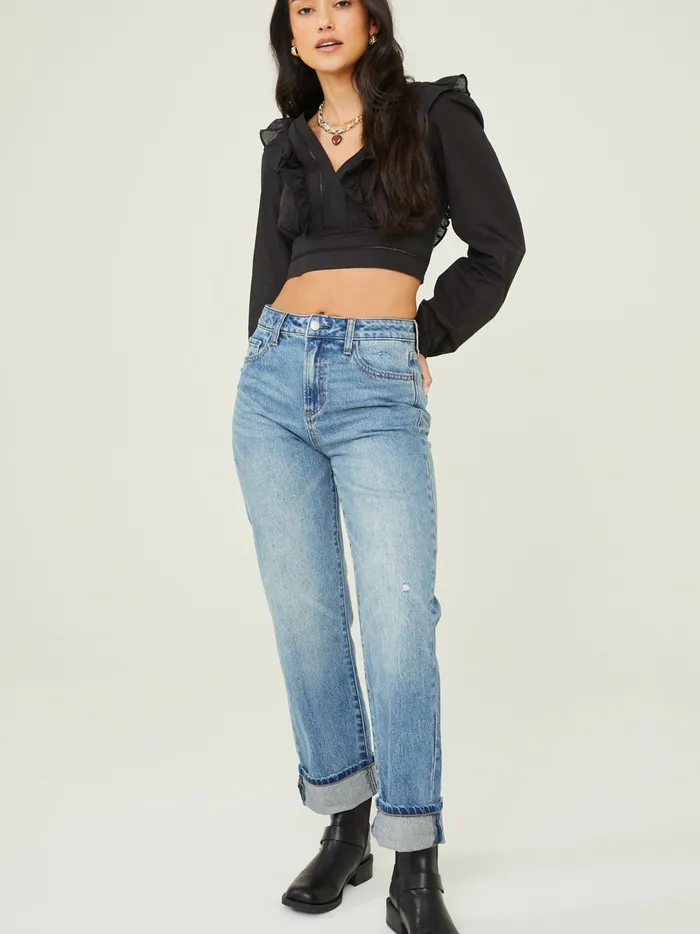 Women Halston Straight Cuffed Jeans Mediumwash Altar039d State Jeans