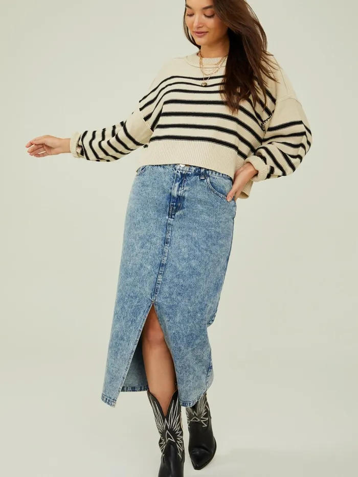 Women Harley Striped Sweater Taupeblack Altar039d State Sweaters