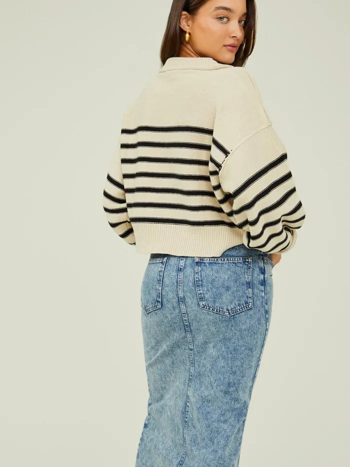 Women Harley Striped Sweater Taupeblack Altar039d State Sweaters