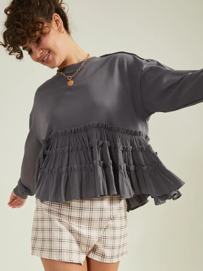 Women Harow Peplum Top Charcoal Altar039d State Blouses