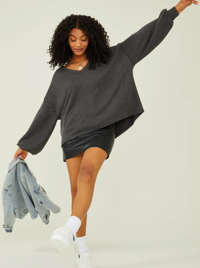 Women Holly Ribbed Tunic Charcoal Altar039d State Blouses