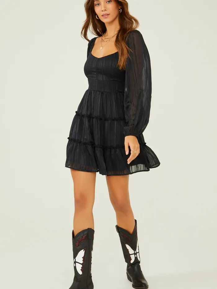 Women Hope Lurex Striped Dress Black Altar039d State Casual