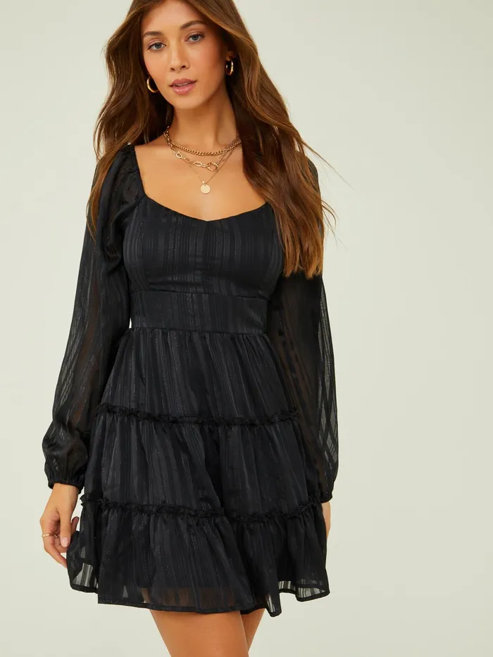 Women Hope Lurex Striped Dress Black Altar039d State Casual