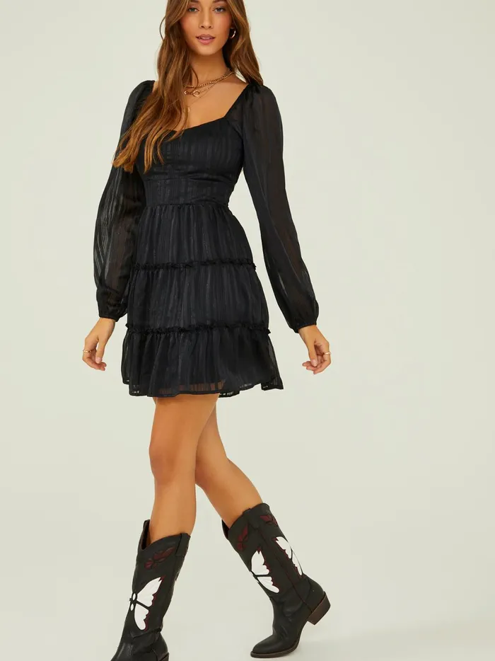 Women Hope Lurex Striped Dress Black Altar039d State Casual