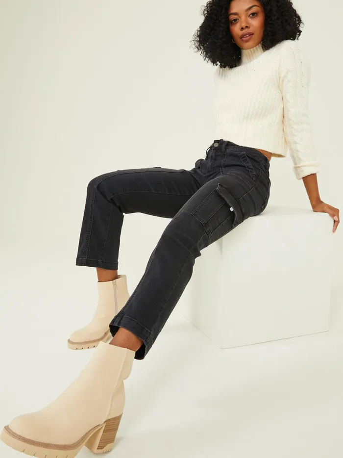 Women Iggy Cargo Straight Jeans Washedblack Altar039d State Jeans