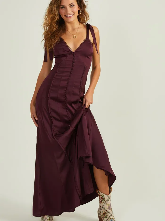 Women Jacindy Satin Maxi Dress Winetasting Altar039d State Maxi Midi