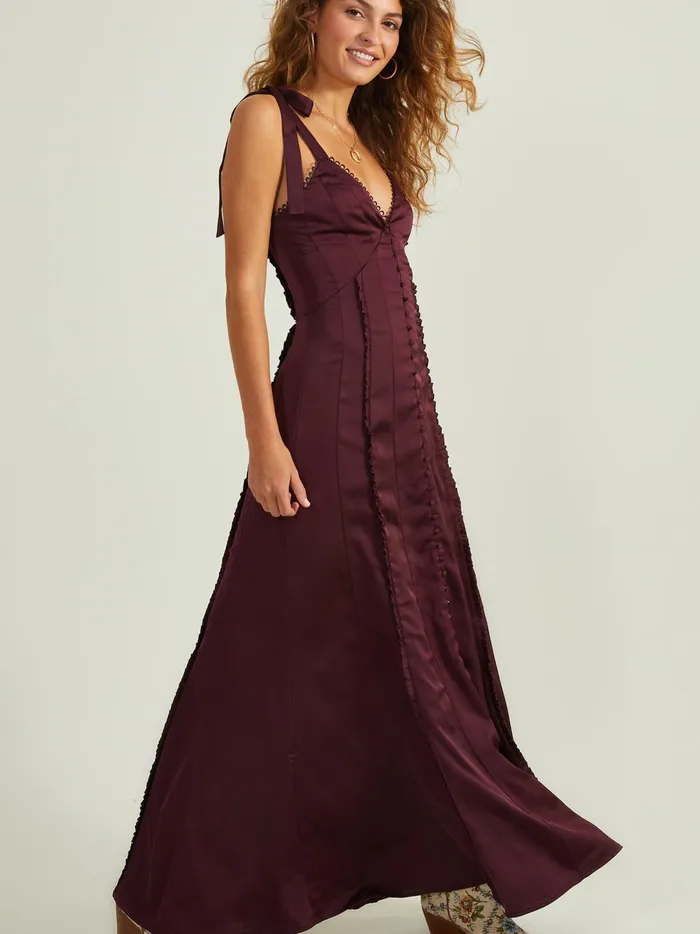 Women Jacindy Satin Maxi Dress Winetasting Altar039d State Maxi Midi