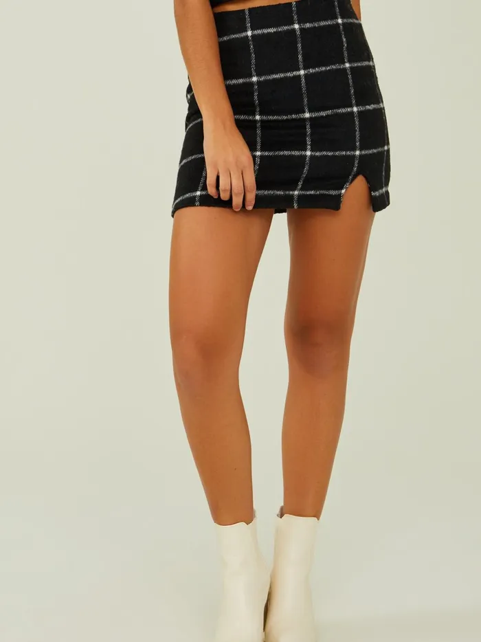Women Jade Plaid Mini Skirt Black Altar039d State Skirts Skorts