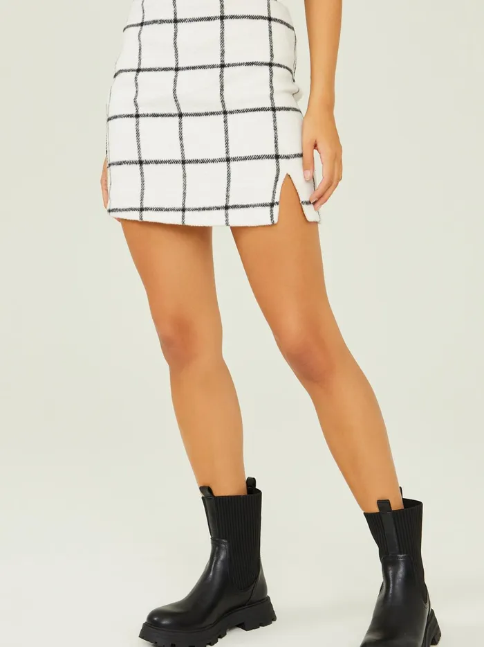 Women Jade Plaid Mini Skirt White Altar039d State Skirts Skorts