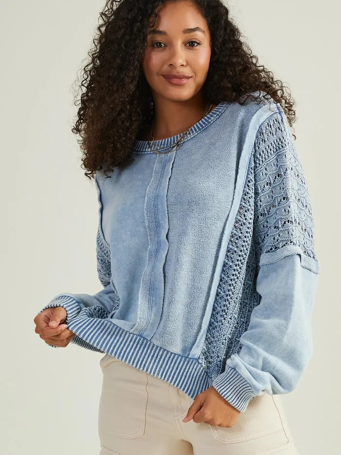 Women Jenna Crochet Pieced Top Ltblue Altar039d State Blouses