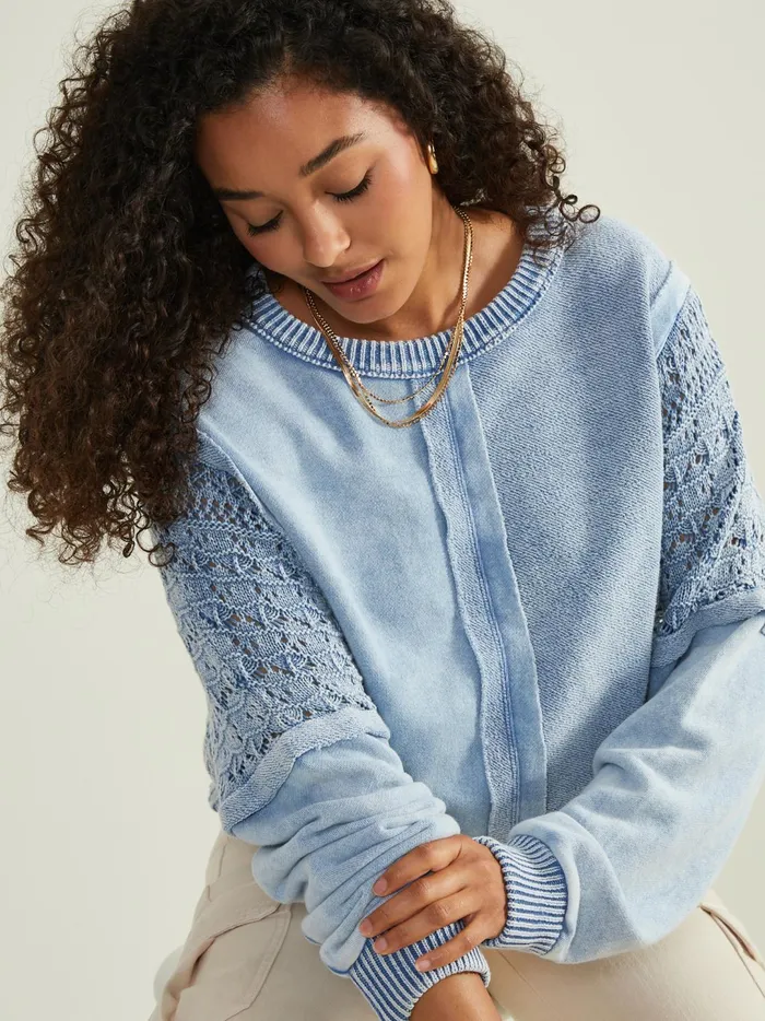 Women Jenna Crochet Pieced Top Ltblue Altar039d State Blouses