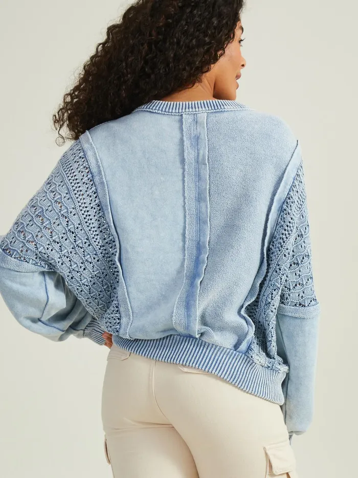 Women Jenna Crochet Pieced Top Ltblue Altar039d State Blouses