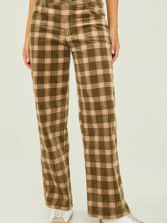 Women Jordan Plaid Trousers Olivetaupe Altar039d State Pants
