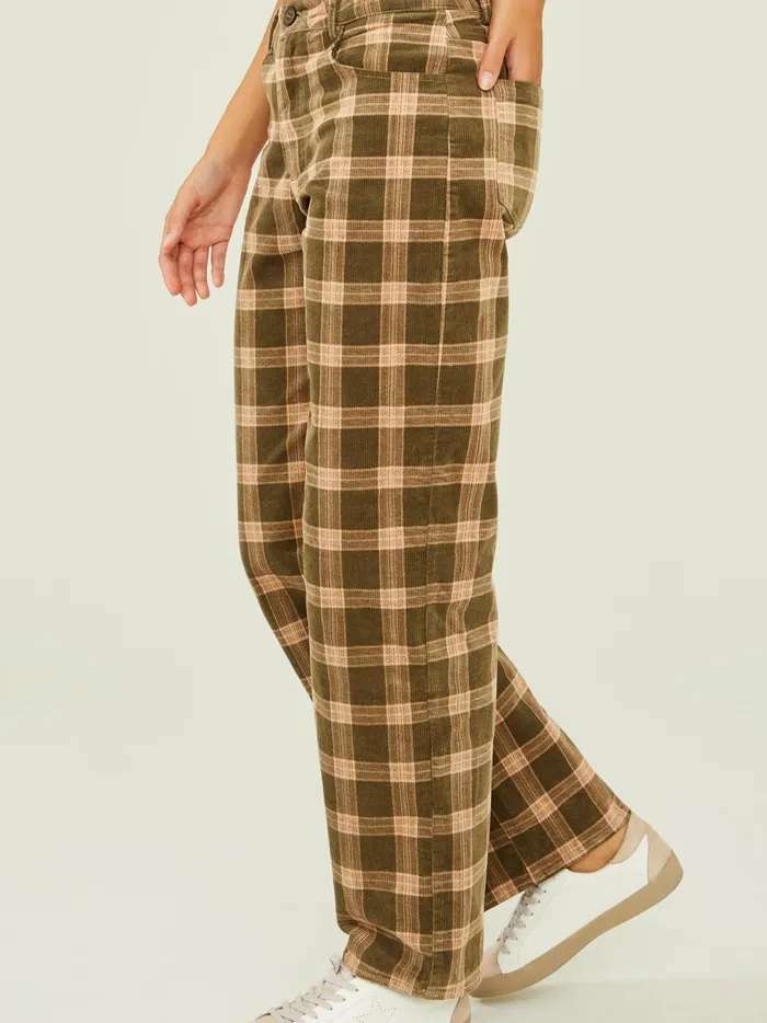 Women Jordan Plaid Trousers Olivetaupe Altar039d State Pants