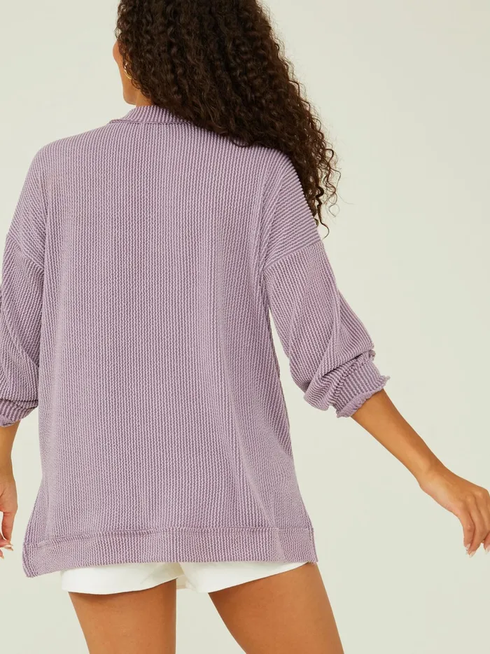 Women Journee Ribbed VNeck Tunic Orchid Altar039d State Blouses