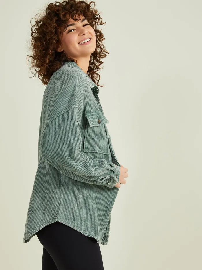 Women Joyride Oversized Thermal Top Gray Altar039d State Activewear