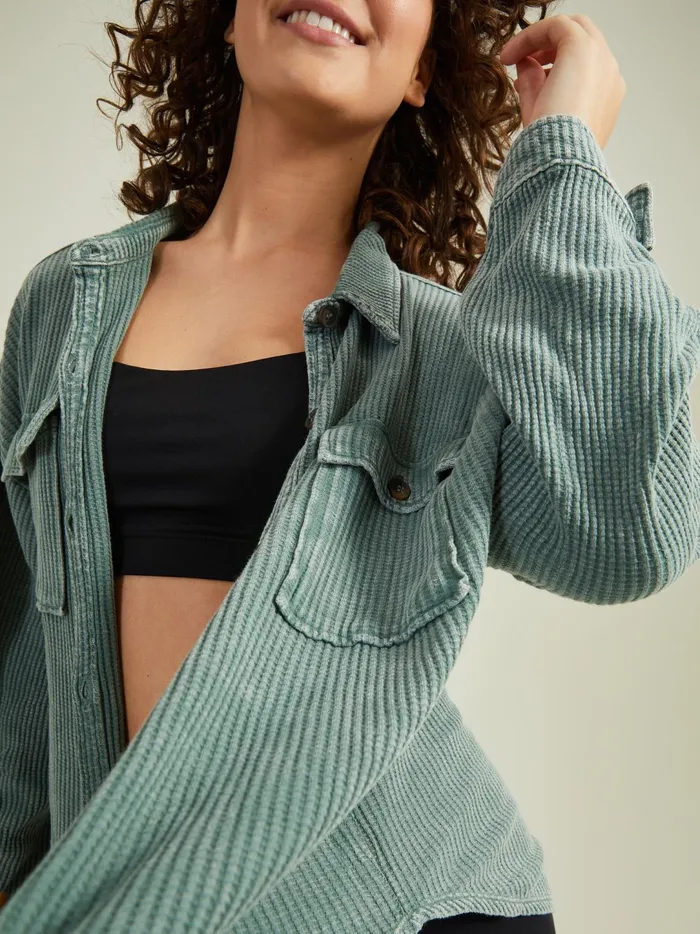 Women Joyride Oversized Thermal Top Gray Altar039d State Activewear