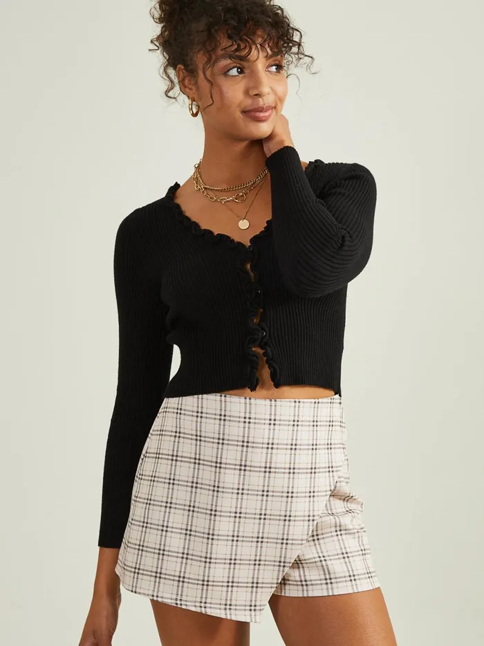 Women Judith Ruffle Cardigan Black Altar039d State Blouses