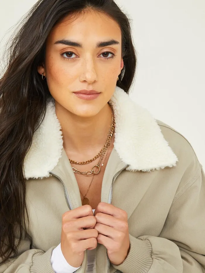 Women Jules Sherpa Collar Pilot Jacket Lightsage Altar039d State Jackets