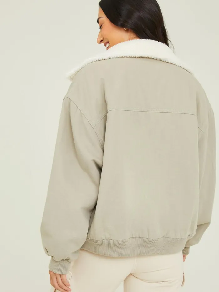 Women Jules Sherpa Collar Pilot Jacket Lightsage Altar039d State Jackets