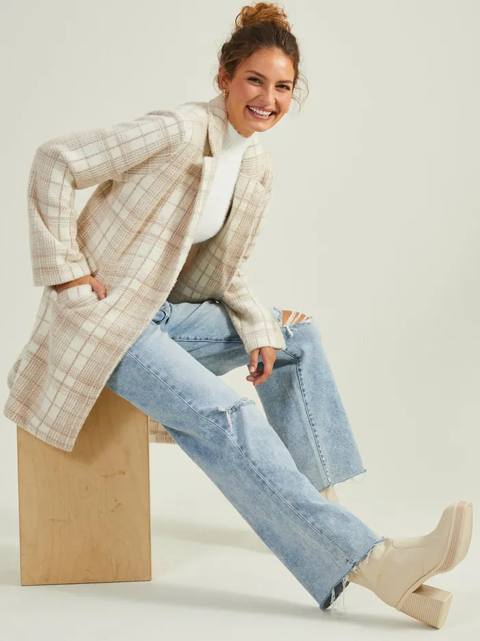 Women Julia Plaid Coat Beige Altar039d State Jackets