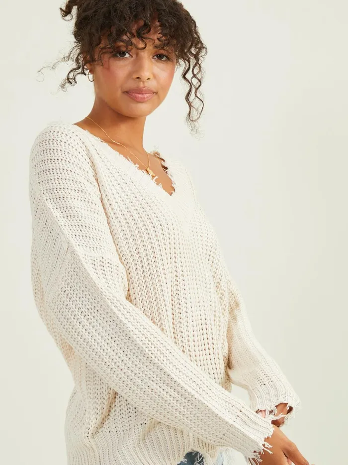 Women Kaelie Distressed Sweater Ivory Altar039d State Sweaters