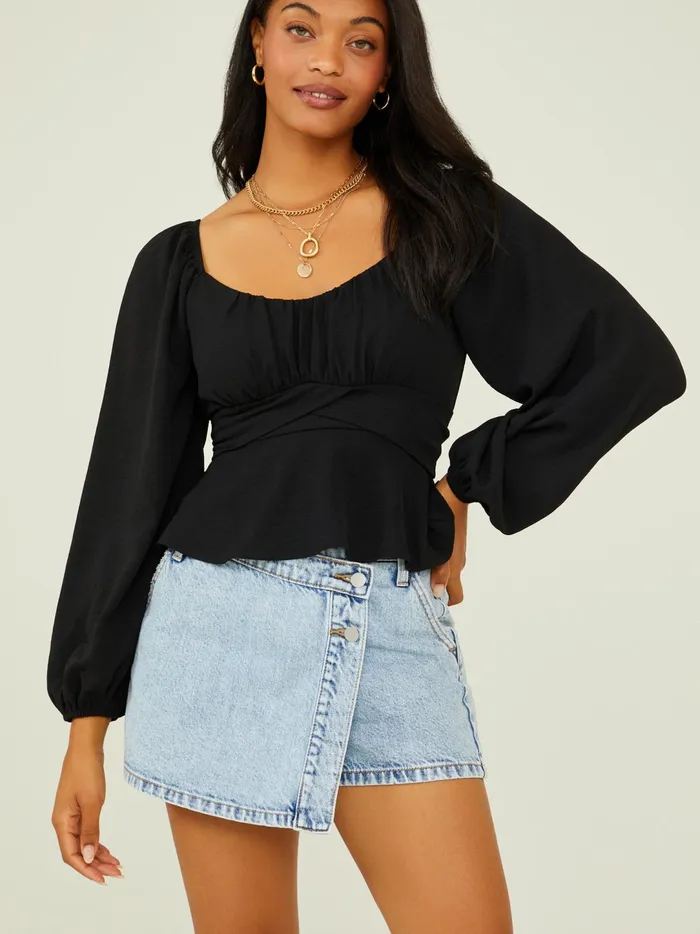 Women Karina Tie Back Top Black Altar039d State Blouses