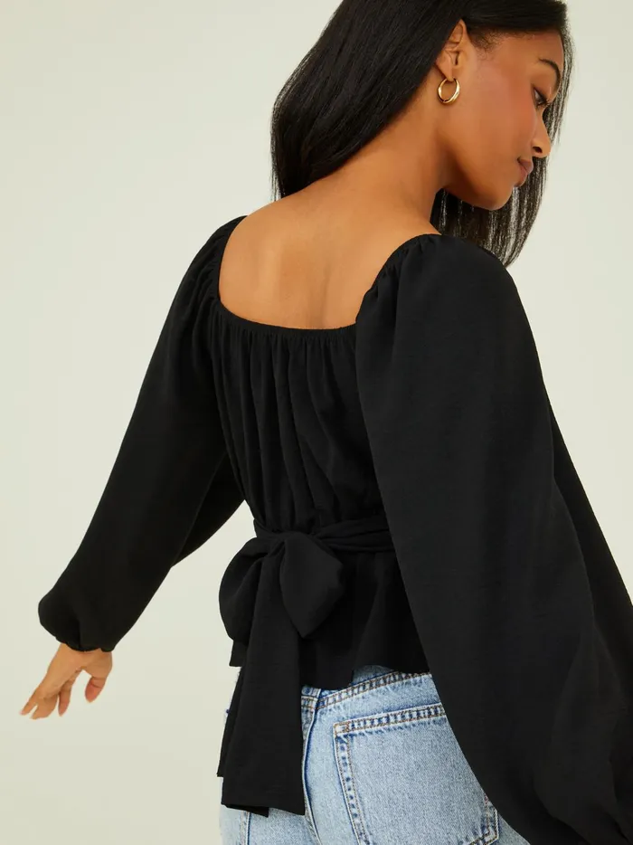 Women Karina Tie Back Top Black Altar039d State Blouses